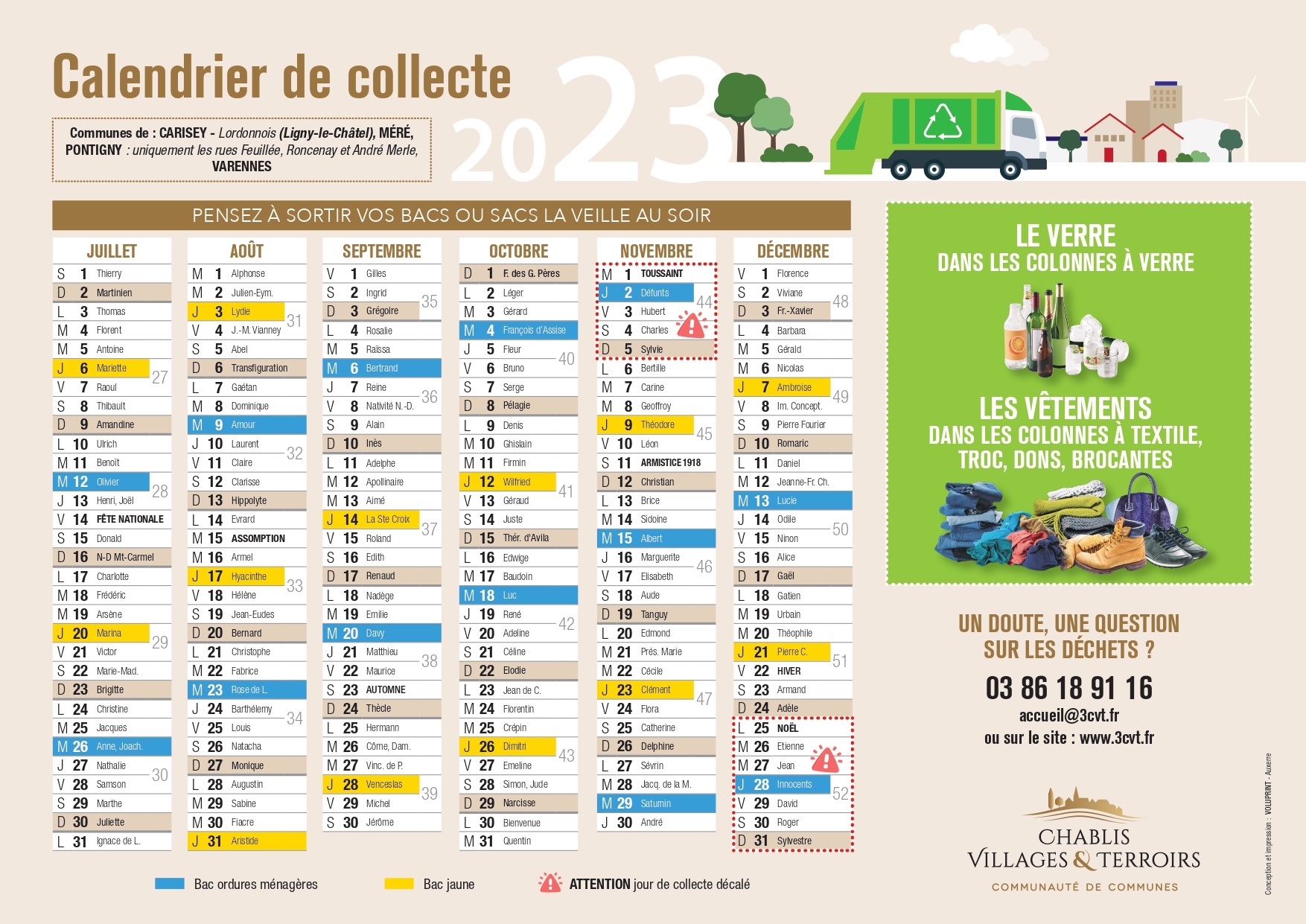 Nouveau calendrier de ramassage des OM et Tri - Mairie de Chazay d